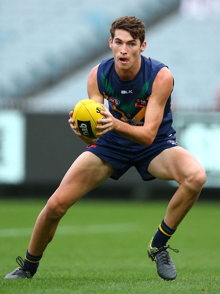 AFL 2016 Media - AFL Academy v Werribee MELBOURNE, AUSTRALIA - APRIL 1: Jacob Allison in action during the AFL Academy v Werribee match at the MCG in Melbourne, Australia on April 1, 2016. (Photo by Scott Barbour/AFL Media)